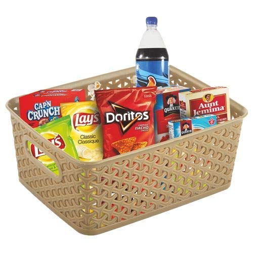 Image of Ski Homeware H5 Fashion Multipurpose Storage Basket With Lid Use for Kitchen, Vegetables, Toys, Books, Office, Stationery, Utility, Cosmetics, Accessories, Closet, Wardrobe Set 3 (Large, Light Brown)