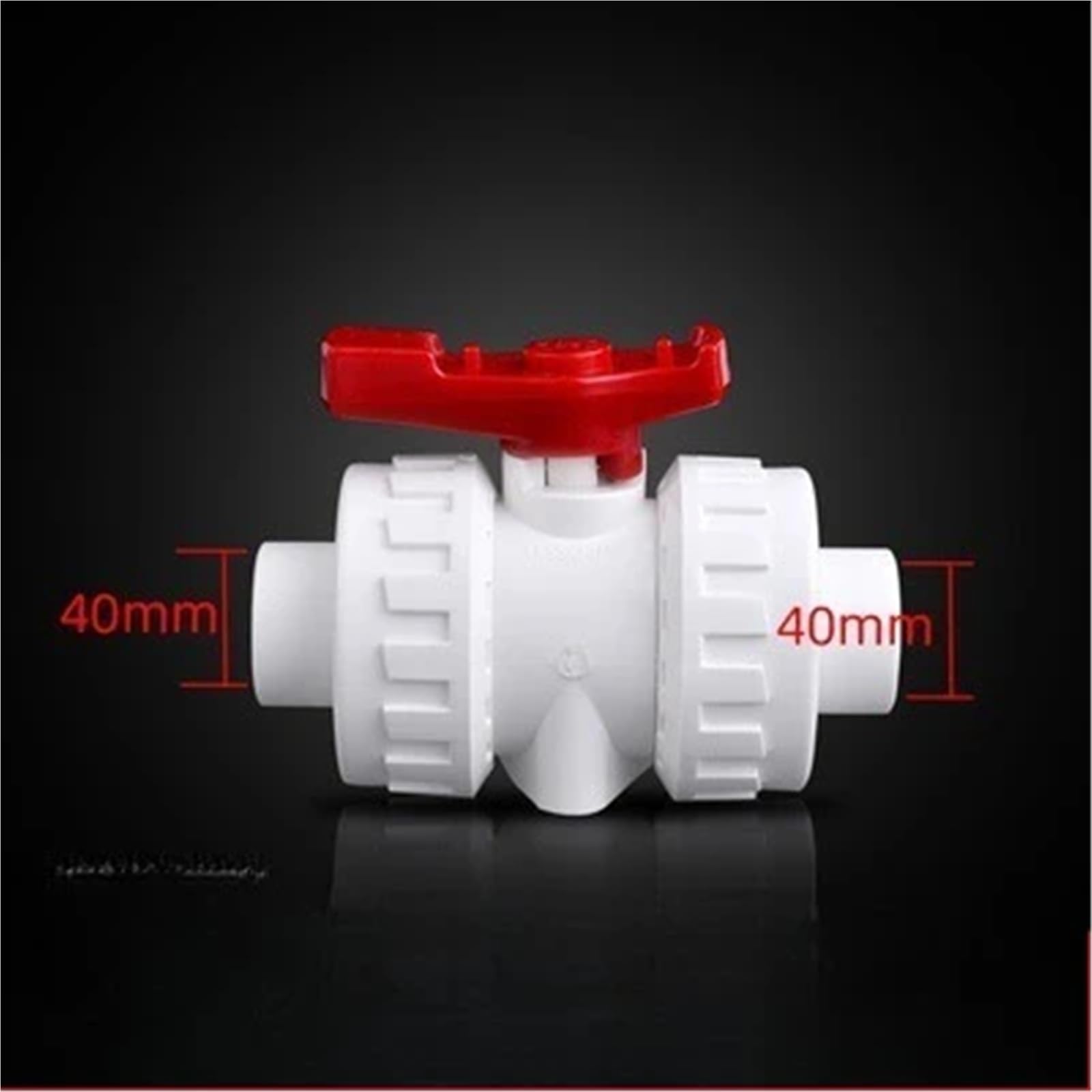 Válvula de bola unión PVC 20, 25, 32, 40 y 50 mm for tubería agua, riego jardín, acuario, pecera, tubo(White 40mm)