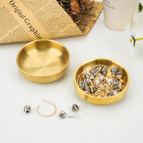 GXZNBC Ring Dish, Set of 2 Ring Holder for Women Engagement Gift, Small Gold Wedding Display Jewelry Tray by GXZNBC - Used condition - Image 2