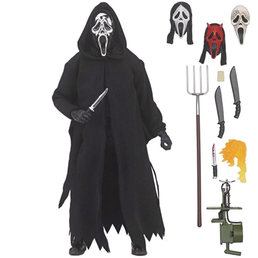 Figurine Ghostface - Figurine d'anime Ghostface - 18 cm - Articulations mobiles (avec accessoires) - Modèle de pose debout - Statue en PVC - Décoration d'intérieur - Cadeaux