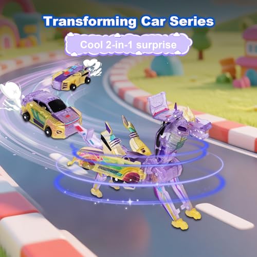 2-in-1 collision transformation dinosaur car toy magnetic cars convertible robot toysdinosaurtoys for kids 3-12 ideal christmas birthday gift for boys and girls yellow