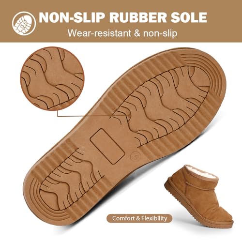 Platform Mini Winter Boots for Women Slip On Winter Boots Warm Water Resistant Ultra Mini Ankle Boots Memory Foam Womens Boots Winter Warm Faux Fur Lining Booties4