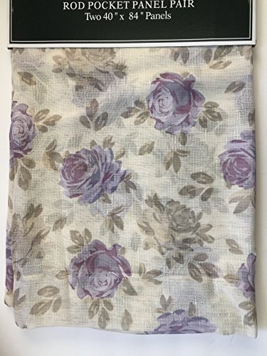 Laura Ashley Emma Rod Pocket Panel Pair 40" X 84" Sheer #TOP1