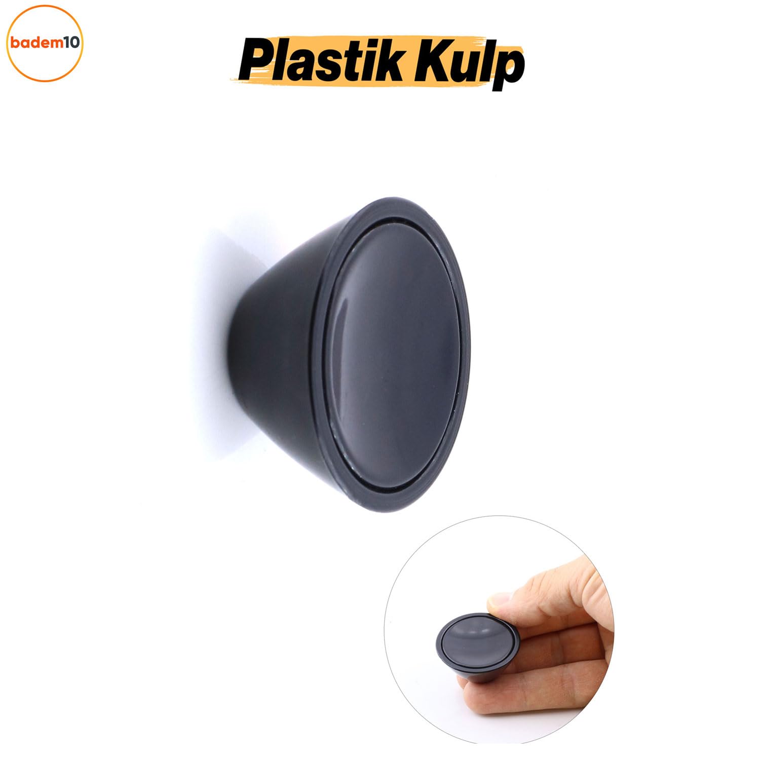 Delta Siyah Kulp Düğme Tek Vidalı Çekmece Mutfak Mobilya Dolabı Dolap Kulpu Kulbu Plastik Kulp