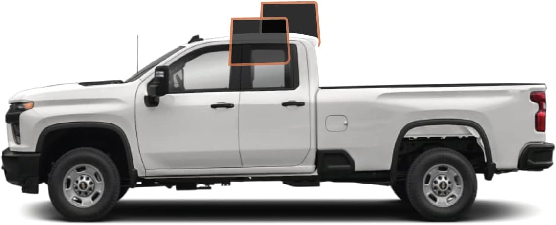 DIY-MotoShield Pro Premium Professional 2mil Precut Ceramic Window Tint Film for 2020-2021 Chevrolet Silverado 2500 Double Cab — (Rear Driver/Passenger 5%)