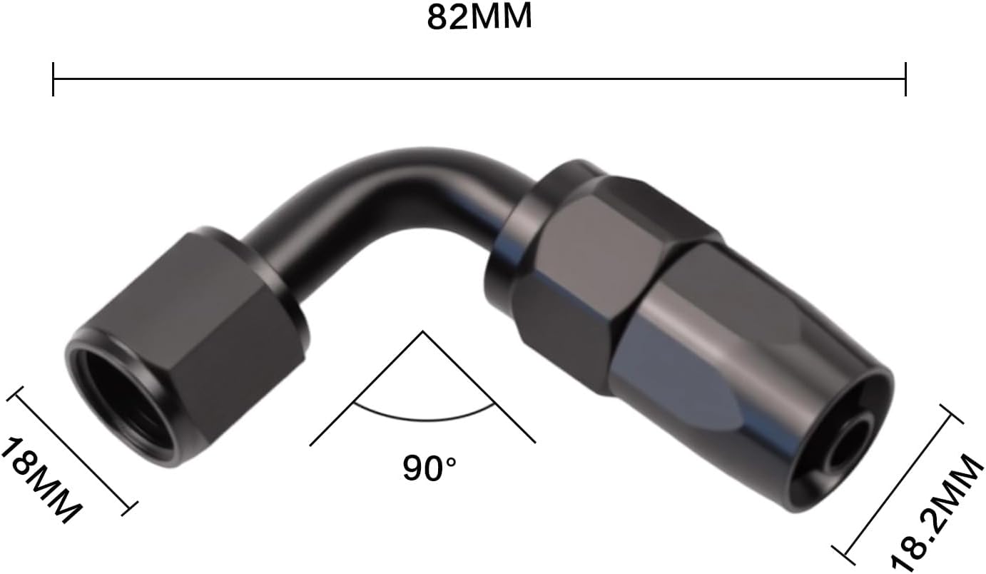 Swivel Hose End Fittings, 90 Degree Rotating Adapter for CPE Braided Hose, Black, 2 Pack