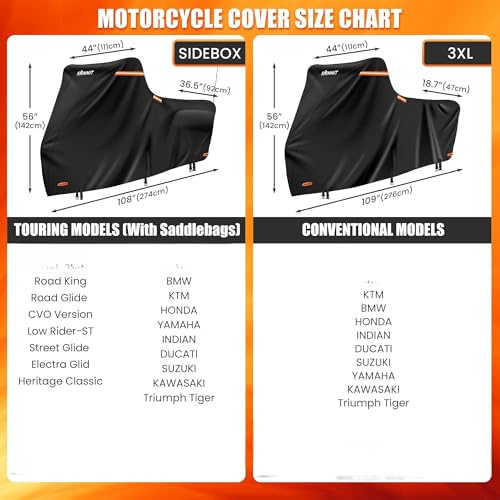 Image of Motorcycle Cover Heavy Duty, 420D Motorcycle Cover Waterproof Outdoor with Nano Coating, 5 Reflective Strips and Air Vents, Dirtbike Cover (Black 3XL)