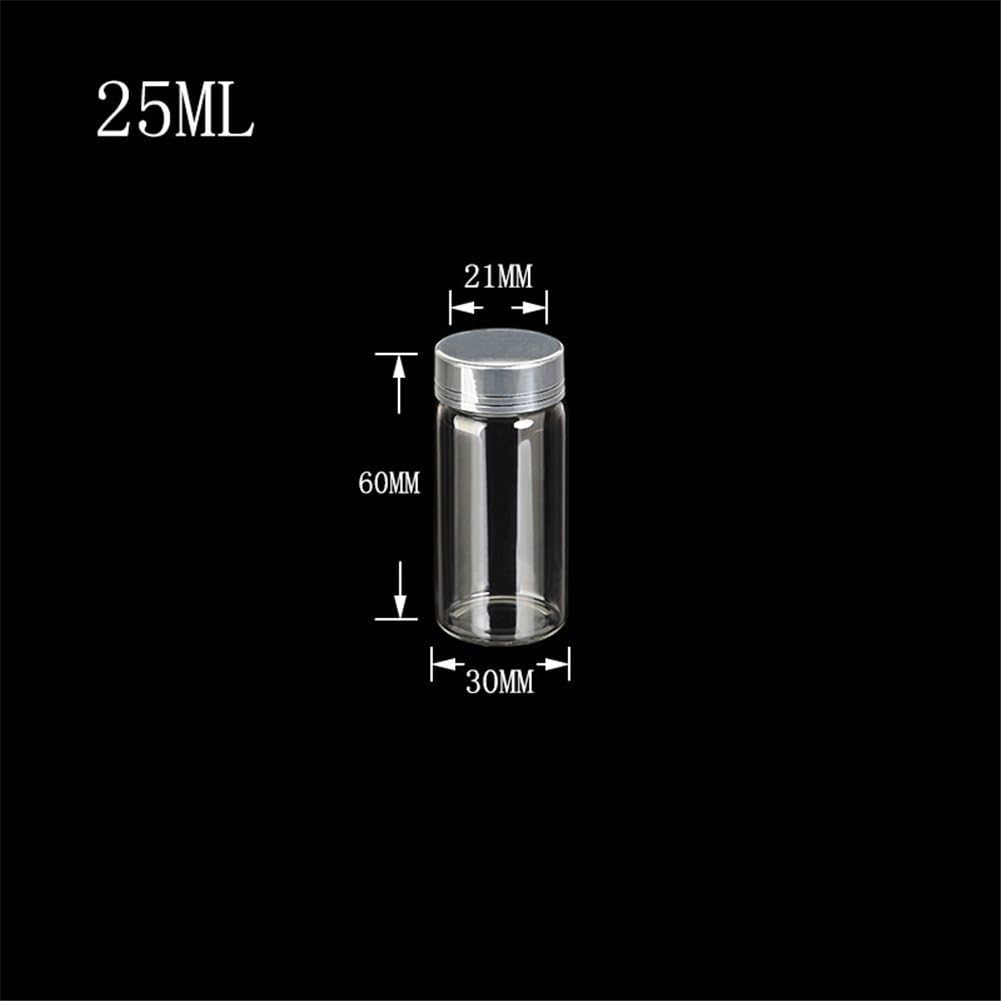 12units Empty Jars Glass Bottle with Aluminium Silver Color Screw Cap 25ml Sealed liquid Food Gift Container (12, 25ML-Silver Lid) image 2