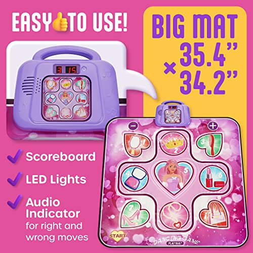 Atlasonix Dance Mat For Kids Ages 4-8 Year Old, Dance Pad For Girls, Toddlers, Music Mat, Dancing Mat For Kids, With Led Lights, Adjustable Volume, Built-In Music, Dance Gifts For Girls #TOP1