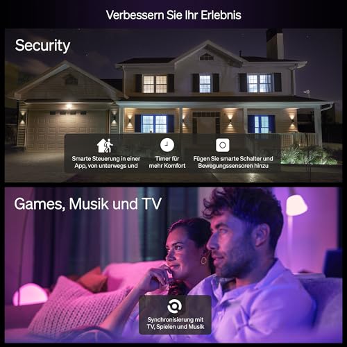 Philips Hue Essential Smart LED GU10 Spotlight, Weiß und Farbe, 345 lm Energiesparlampen, dimmbar, LED Leuchtmittel kompatibel mit Alexa, Google Assistant und Apple Home, 4er Pack