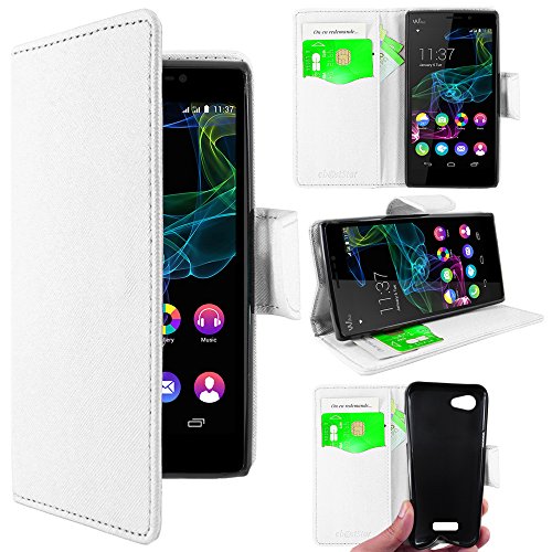 ebestStar - Coque Compatible avec Wiko Ridge Fab 4G Etui PU Cuir Housse Portefeuille Porte-Cartes Support Stand, Blanc [Appareil: 156 x 78.2 x 8.6mm, 5.5'']