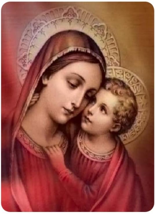 LUREME Mother Mary and Baby Jesus Picture with Magnet Backing for Prayer Room; Home; Office; Fridge. Sticks on Any Metal Surface. A Divine Mother Mary Statue Photo Magnet Souvenir. 10x7cms (G120)