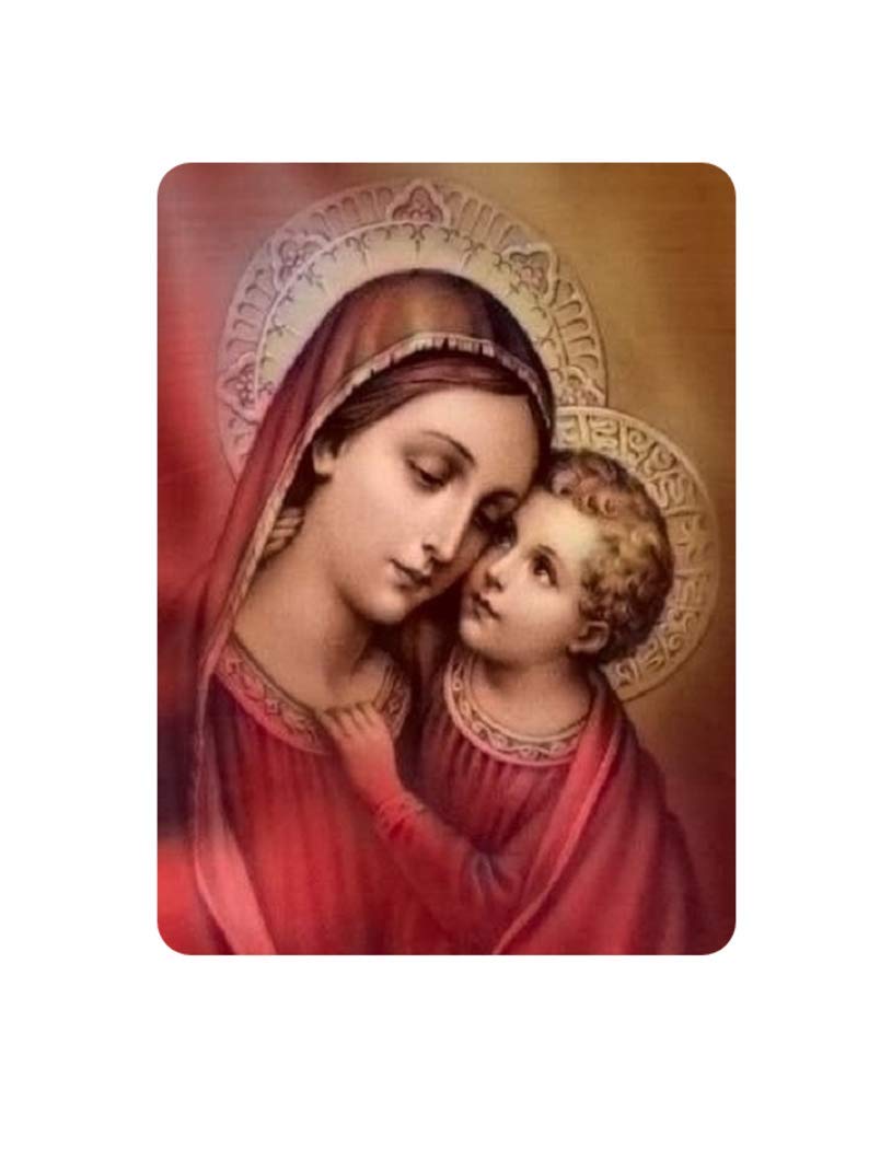 LUREME Mother Mary and Baby Jesus Picture with Magnet Backing for Prayer Room; Home; Office; Fridge. Sticks on Any Metal Surface. A Divine Mother Mary Statue Photo Magnet Souvenir. 10x7cms (G120)
