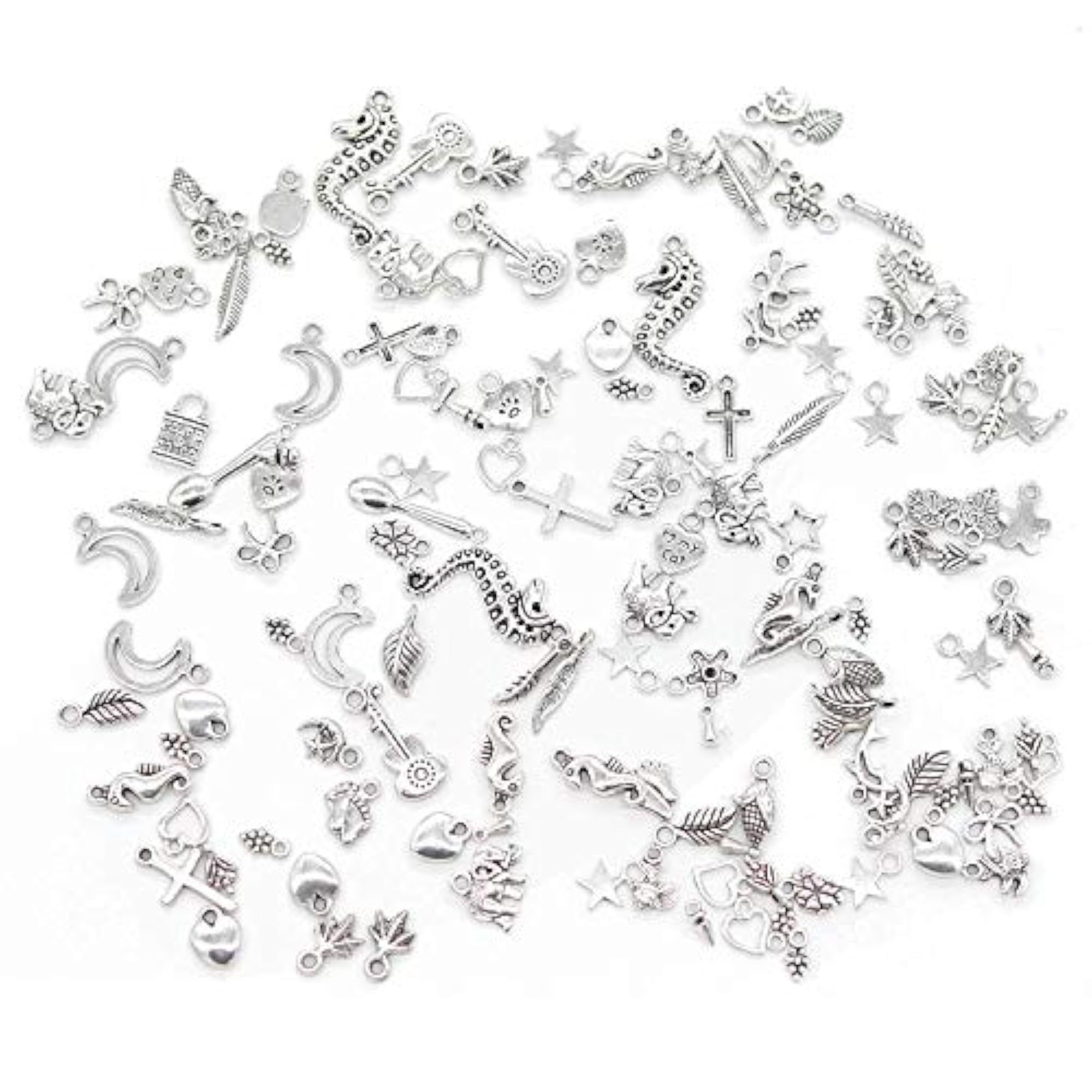 100 Pcs Antique Silver Tibetan Beads Charms for DIY