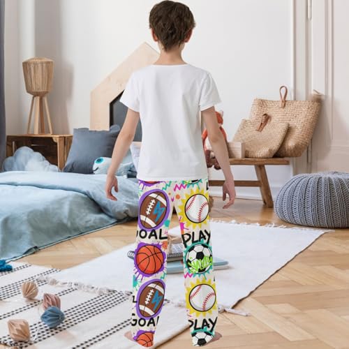 Boy's Pants Doodle Soccer Balls Jogger Pants Elastic Waist Long Bottoms Trousers with Pockets 6-14 Years3
