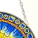 Design Toscano GM1013 Tiffany's Holy Dove of Peace Art Glass Round Suncatcher Window Panel, 6 inches wide, 6 inches tall, Stained Glass, Blue Enamel