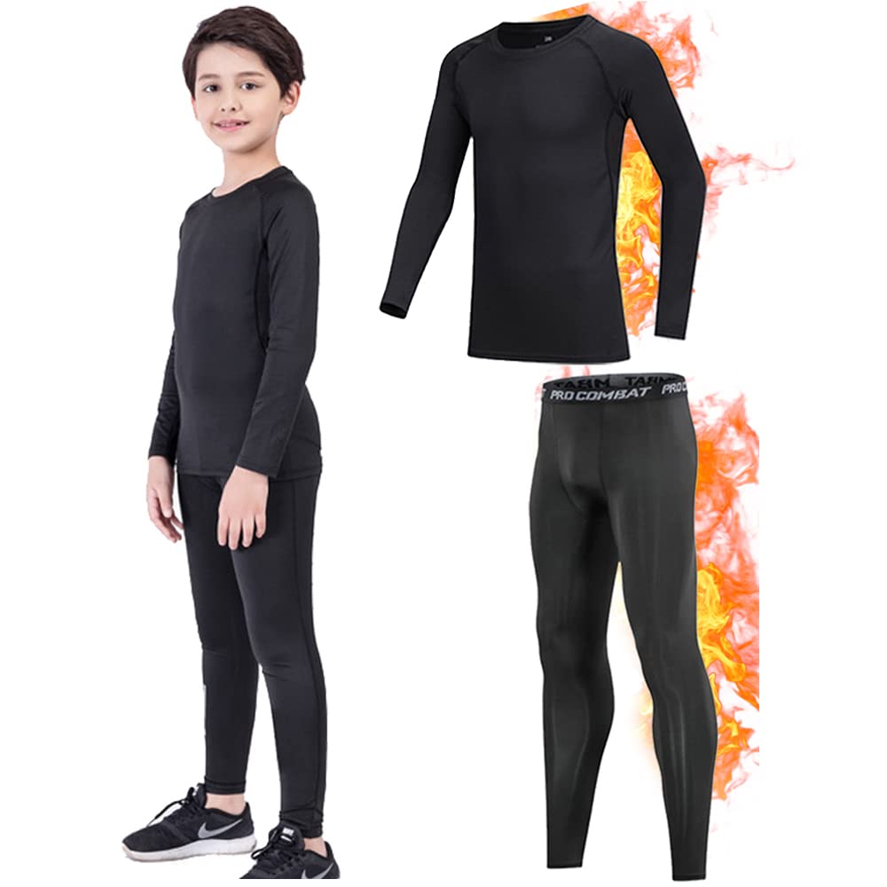 Yutdeng Set Intimo Termico Bambino Biancheria Intima Termica Ragazzo Ragazza Calcio Manica Lunga Pantaloni Termici Set Base Layer Funzione Traspirante Riscaldante e ad Asciugatura Rapida(110-160 cm)