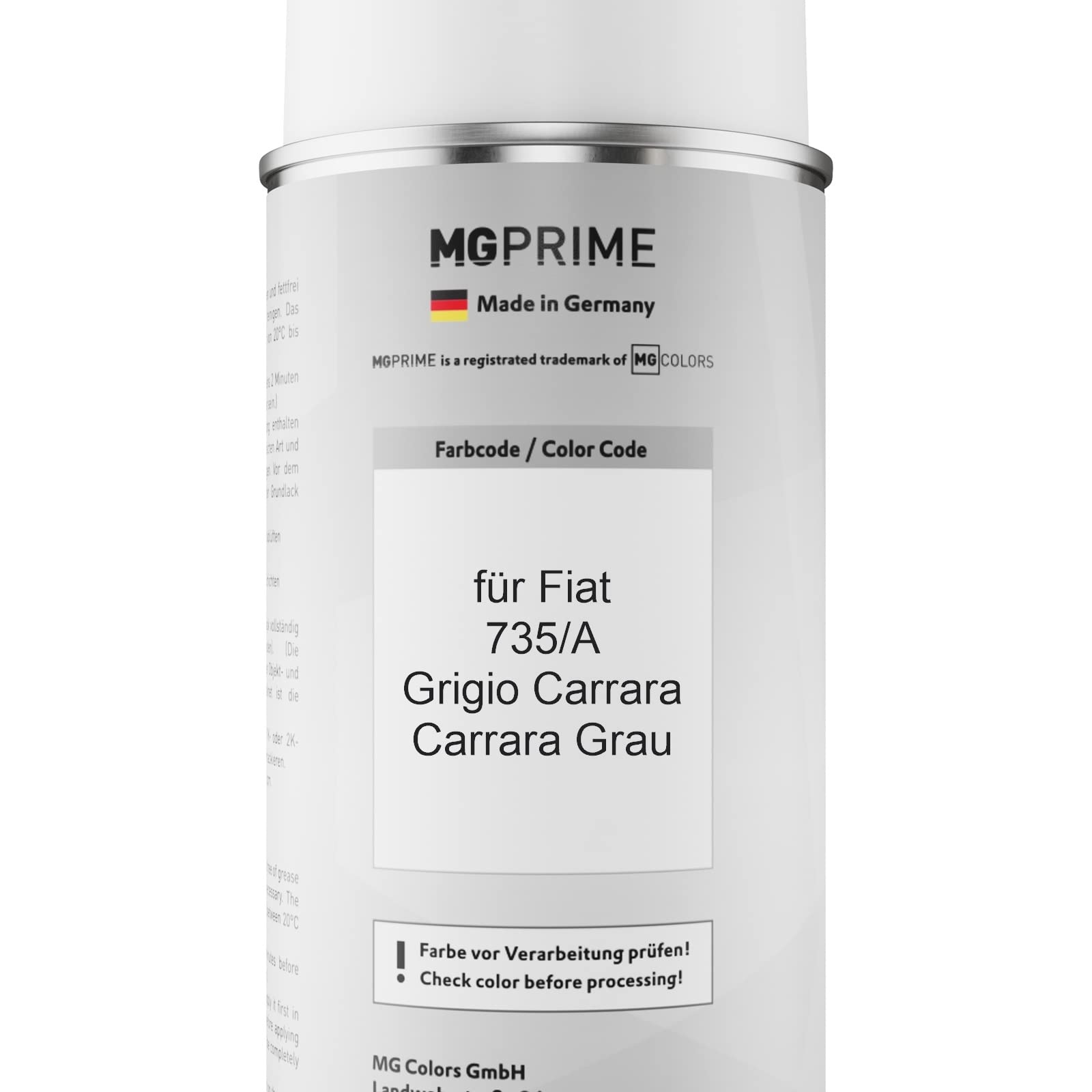 Kit Vernice Spray MG PRIME Per Fiat 600 – Grigio Botticelli Metallic + Trasparente Lucido, 2 Bombolette Da 400 Ml