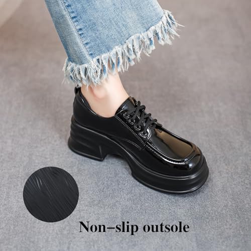Platform Oxfords for Women Women's Oxfords Leather Lace Up Chunky Fashion Business Oxford Shoes Comfort Casual Work Office Dress Derby Shoes - Image 6