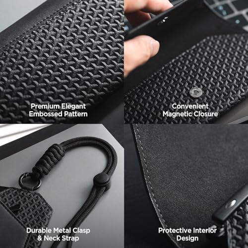 Image of VULKIT Portable Eye Glasses Case for Women & Men, Slim Sunglass Case, Unisex Eyeglass Case, with Adjustable Neck Lanyard