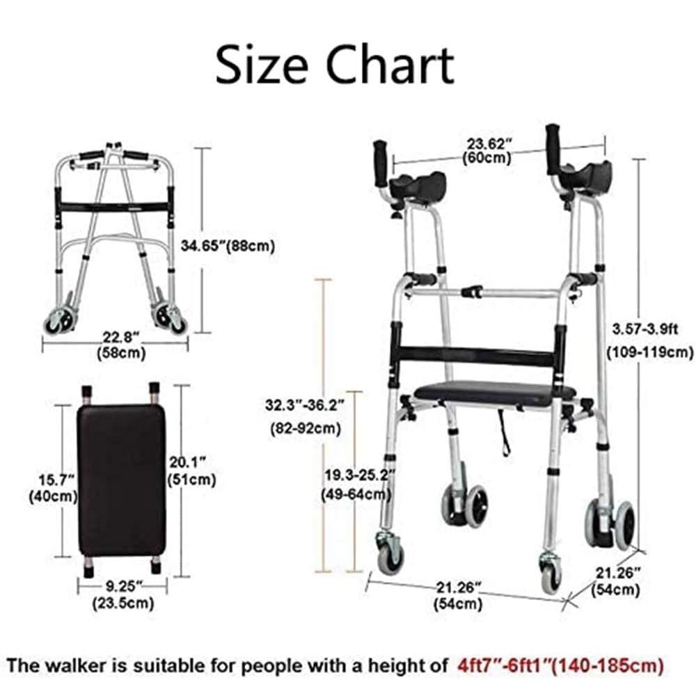 Walker, aufrechte Haltung Rolling Walker mit Armlehne Support Pad, medizinische 4-Rad-Walker Rollator, einstellbare Höhe ältere Menschen Gehhilfe für Senioren Walking verwendet