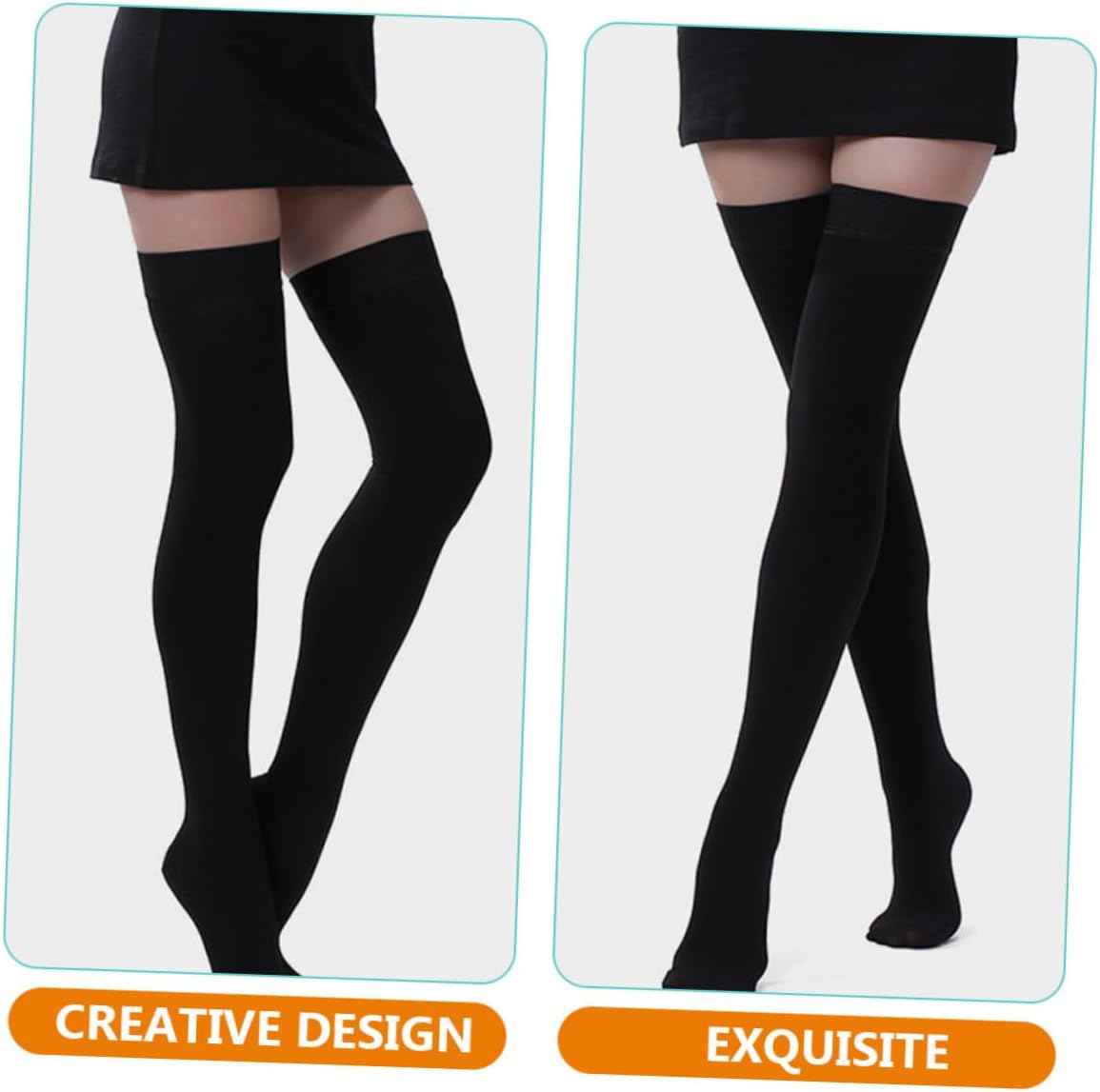 Elastic Knee Stockings Long Stockings for Women Compression Socks Comfortable Anti-slip Black Xxl