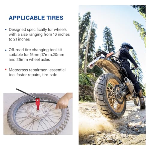 Image of Dirt Bike Tire Changing Tools for 16 inch to 21 inch Wheels Enduro and Motocross Compact Dirt Bike Tire Changer Quick Easy Mount 15mm to 25 mm Axles(Partial Tools)