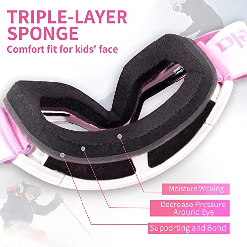 Freela Ski Goggles Snowboard Snow Skiing Snowboarding Equipment Winter Snow Sport Glasses Goggles Anti-fog UV Protection Mirror Clear Goggles for Toddler Kids Girl Boy Youth Snowmobile Snowboard Gear - image 7