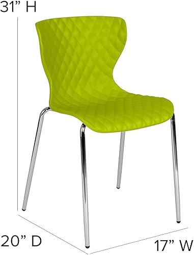 Miniatura 103 de Flash Furniture Lowell Silla apilable de plástico negro con diseño contemporáneo Negro -,Verde (Citrus Green),Gris,Naranja,Púrpura,Blanco,Rojo