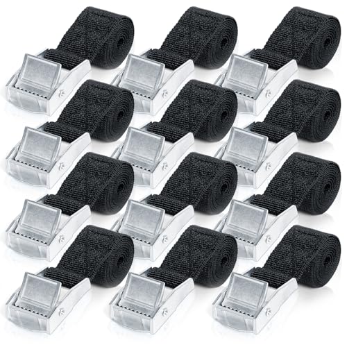 Romon Cinchas de Amarre, 12 Piezas 50CM Cinchas de Amarre con Correas Tensoras de Presión, Cinturón Tensor de Carraca para Portabicicletas de Motocicleta, Portaequipajes de Coche, Surf, Bicicleta