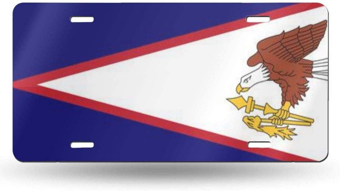 Rainincs American Samoa Flag License Plate Auto Truck Front Tag Metal License Plate Cover Frame for Car,12 x 6 Inches
