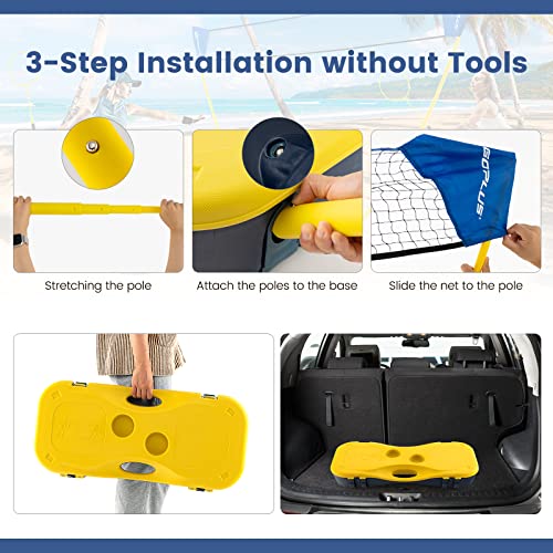 Goplus Portable Badminton Net Set, Volleyball Badminton Net With Storage Base, Rackets, Shuttlecocks, Freestanding Badminton Combo Set For Backyards, Beach, Family Outdoor Games (9Ft- 2 Rackets) #TOP4