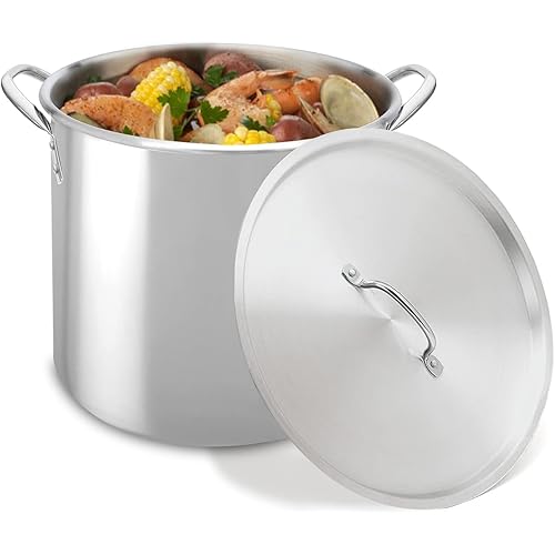 Bene Casa - Durable Stainless Steel Kettle with Lid and Handles (20 Quarts/5 Gallons) - Perfect Size for Extract Brewing - Dishwasher Safe