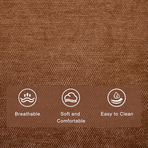 Image of Swivel Rocker Recliner Chair, Manual Recliner Single Sofa with Cup Holders and Side Pocket, Chenille Fabric, Upholstered Nursery Rocking Chair for Living Room, Bedroom, Brown