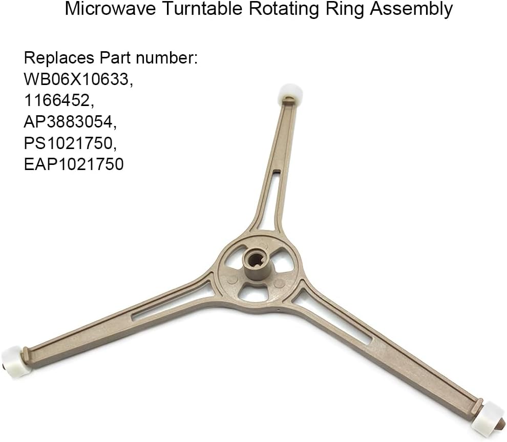 Condition photo showing Good Condition for wb06x10633 microwave turntable rotating ring assembly for ge microwave, microwave turntable glass tray support, replaces 1166452, ap3883054, ps1021750, eap1021750