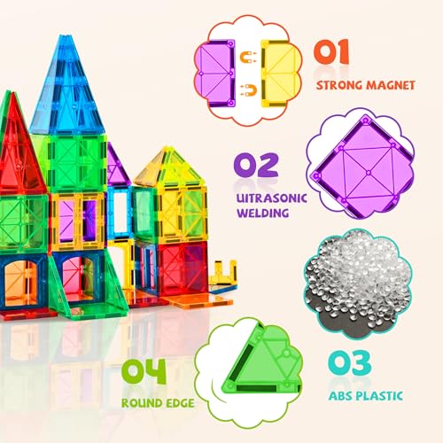 cossy 120pcs magnetic tiles magnetic 3d building blocks set educational construction toys for 3 year old kids with stronger magnets educational toys recreational conventional