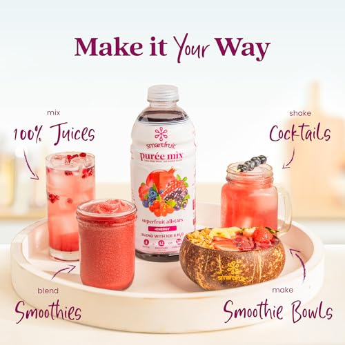 Image of Smartfruit Superfruit All-Stars + Energy - 100% Real Fruit Puree with Blueberry, Pomegranate, Acai & Goji Berries - Great for Smoothies, Juice, Yogurt, Cocktails, Teas & More - 2-Pk, 48oz Each