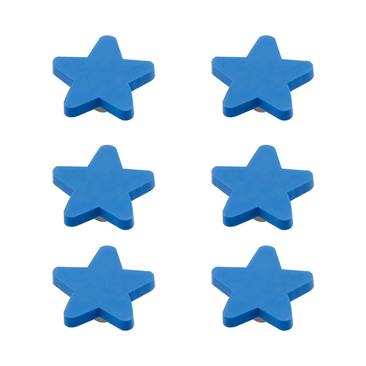 Botones de goma suave con forma de dibujos animados para niños, niñas, tiradores de armario, cajones, para armarios de habitación infantil, 6 unidades (estrella azul)
