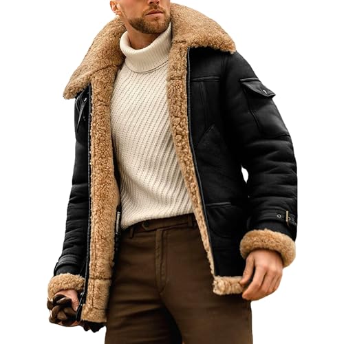 Manteau homme fourrure col cuir vintage pour ne plus subir le froid
