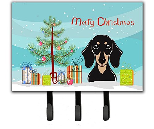 Christmas Tree & Smooth Black & Tan Dachshund Leash or Key Holder