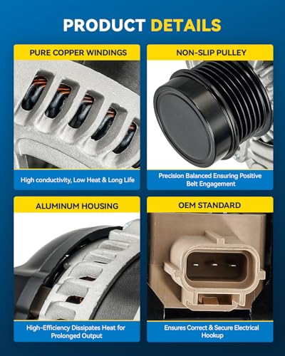 Image of PHILTOP New 11666N Alternator Compatible with Ford 2014-2020 Fusion 1.5T, 2013-2014 Fusion 1.6T, 150A Automotive Alternator