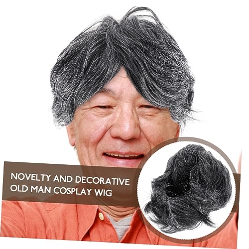 Abaodam Vestido Para Crianças Perucas De Festa Para Homens Peruca Cinza Curta Peruca Sintética Peruc