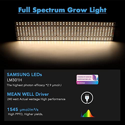 Lepwings Grow Lights For Indoor Plants Sunlike Full Spectrum With Samsung Lm301H Diodes Mean Well Driver Dimmable High-Efficiency 2.95Μmol/J #TOP1