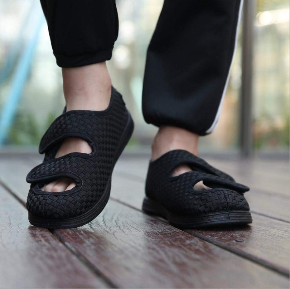 Scarpetta per Edema diabetico Larga,Sandali di eversione del Pollice gonfio del Piede, Scarpe Regolabili per anziani-41_ Blu Scuro,Pantofole diabetiche in Memory Foam