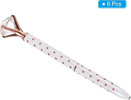 Miniatura 3 de PATIKIL Bolígrafo de tinta negra, paquete de 6 bolígrafos de metal con giro de diamante de cristal, punta media de 0.039 pulgadas para tomar notas,