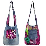 FARBENFROHES DESIGN: Die 100% Baumwolle Umhängetasche ist durch ihr lässiges, wunderschönes Design für jedes Alter geeignet. Die Frauen Hippie Crossbody Bag eignet sich als Turnbeutel/ Sportbeutel/ Gym Bag, Einkaufsbeutel, Shopping Bag, u.v.m.!