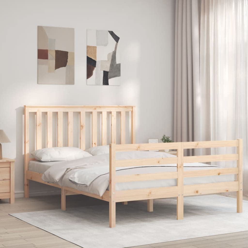 Marco de cama de madera maciza con cabecero elegante para camas dobles