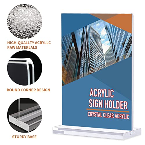 Schaap Acrylic Sign Holder 8.5 X 11 Inch, T Shaped Double-Sided Table Menu Sign Holder Stand Bottom Load Ad Photo Frames Display Stand For Restaurants, Office, Store, Promotions, Hotels #TOP2