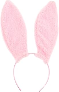 minkissy Bunny Headband Plush Rabbit Ear Headbands Fluffy Bunny Ear Headbands Birthday Halloween Party Favors Pink