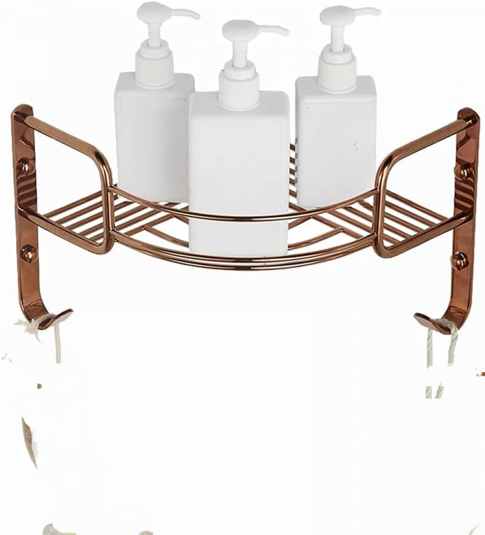 ZJHFFFG Basket Corner Shower Caddy Brass Bathroom Accessory Sets Shelves Unit Wall Mounted Organiser Rack Corner Bath Shelf